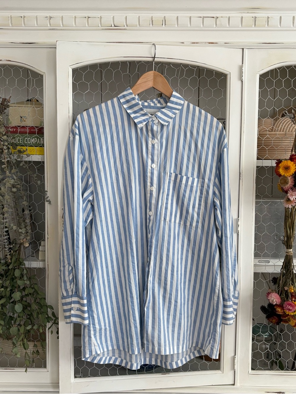 Rhythm Blue & White Vertical Stripe Casual Button-Down Shirt
